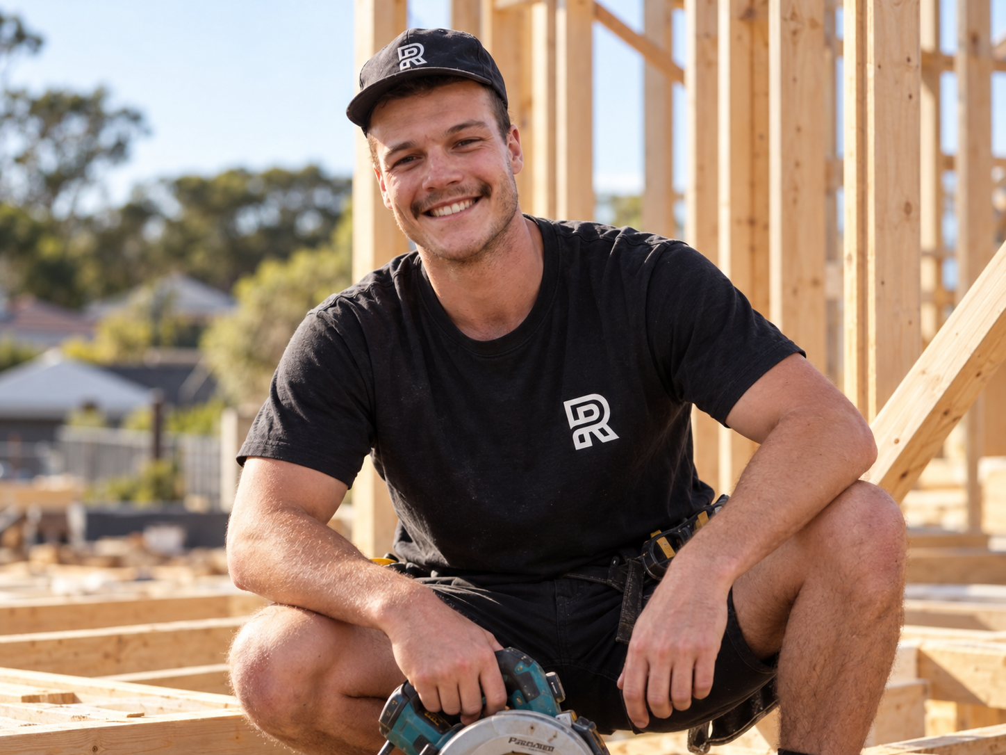 Logan Randall-Penn on a building site